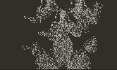 A black and white live-action video depicting a split image of a woman posing, then an animated logo sequence for 'Psychic Weather'.